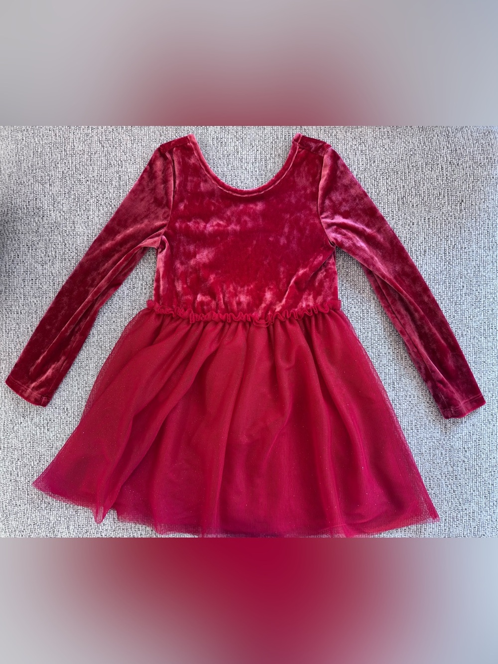 Cat & Jack Red Velvet & Tulle Dress XS